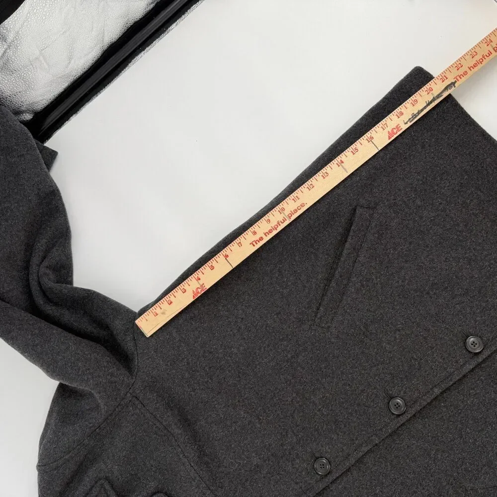 J Crew Overcoat Jacket Wool Blend HEAVY Quilted Lined Gray Long Preppy Size XL